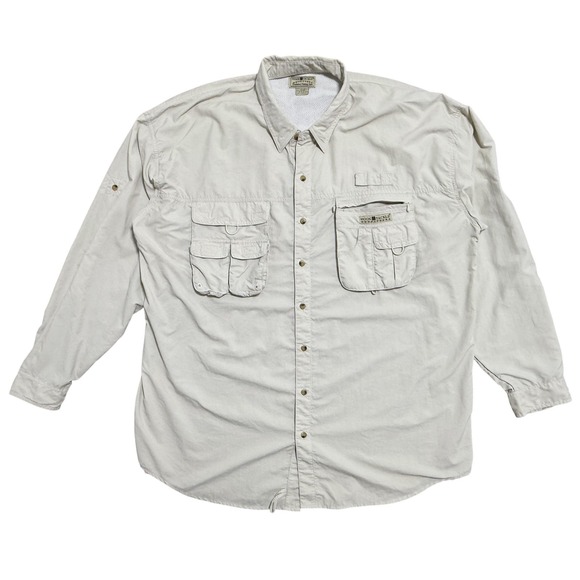 Hook & Tackle Shirt Mens 2XL Beige Vented Fishing Mesh Pockets Safari MO1005L - Picture 1 of 9